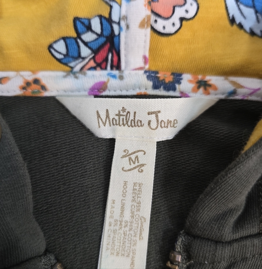 Matilda Jane Green Floral Patchwork Zip Up Long Jacket Medium - Picture 4 of 11